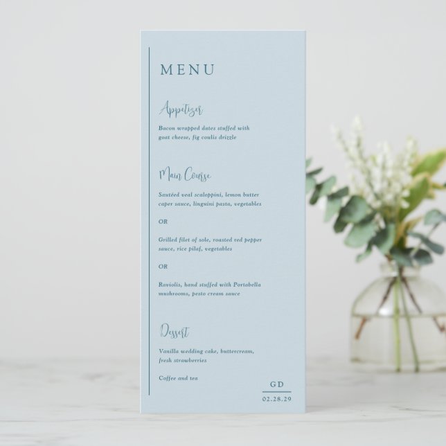 Menu Grace Muet bleu Mariage moderne (Debout devant)