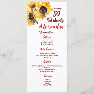 Menu Gras & Colorful Fabuleux 50 Aquarelle tournesol