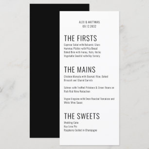 Menu Gras Grande typographie noir blanc Mariage moderne