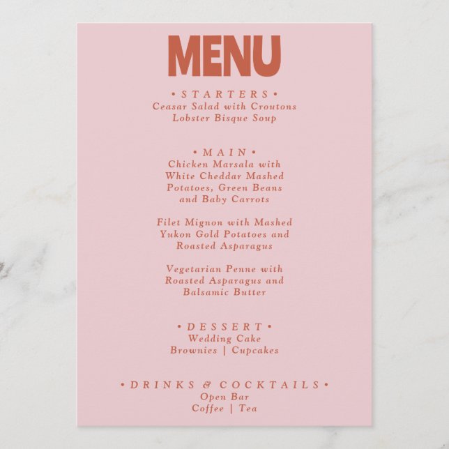 Menu Gras Retro coloré brillant Funky unique Mariage (Devant)