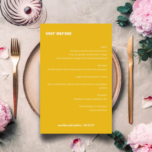 Menu Gras Simple Jaune Simple Custom Wedding (Créateur téléchargé)