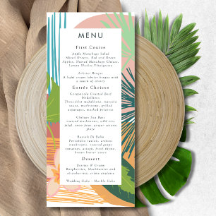 Menu Gras Tropical Abstrait Coral Mariage Turquoise