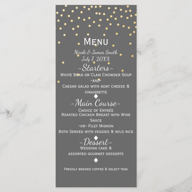 Menu Gray & Small Confetti Dots Modernes Glamor (Devant)