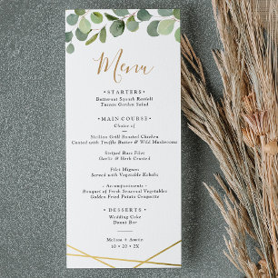 Menu Greenery Eucalyptus w/Gold Geometric Frame Wedding