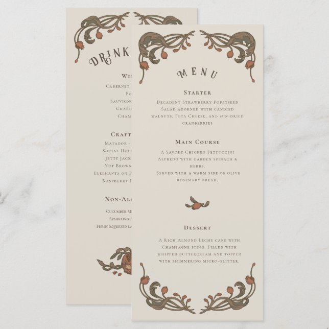 Menu grenade vintage (Devant / Derrière)