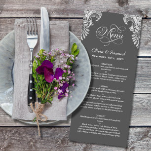 Menu Grey Lace Wedding