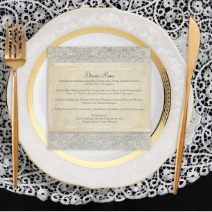 Menu Grey Vintage French Regency Lace Weddings