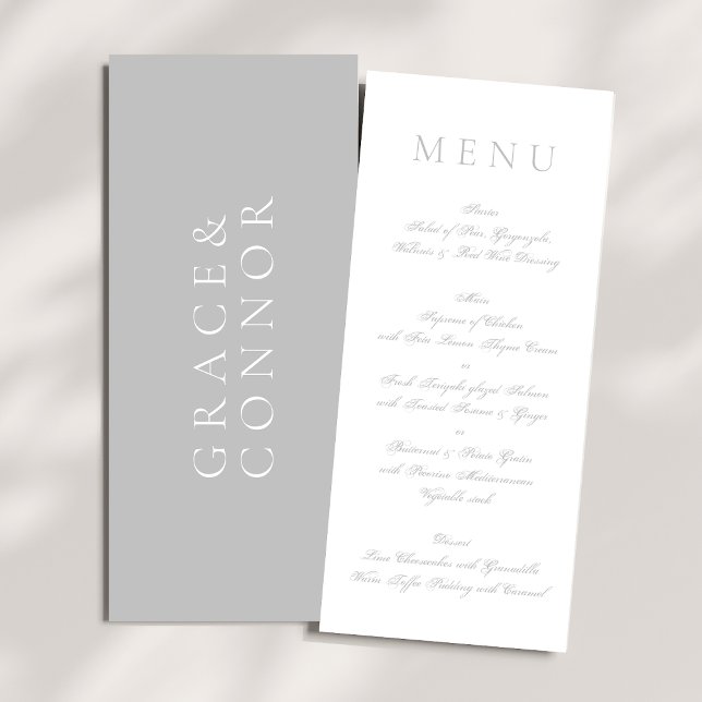 Menu Gris clair Minimal Blanc Simple Mariage (Créateur téléchargé)