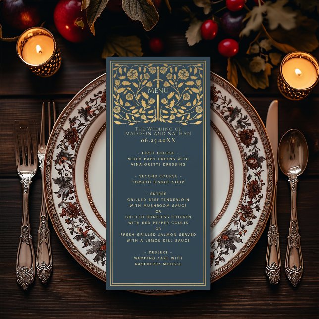 Menu Gris Royal Médiéval Mariage d'épée plat (Créateur téléchargé)