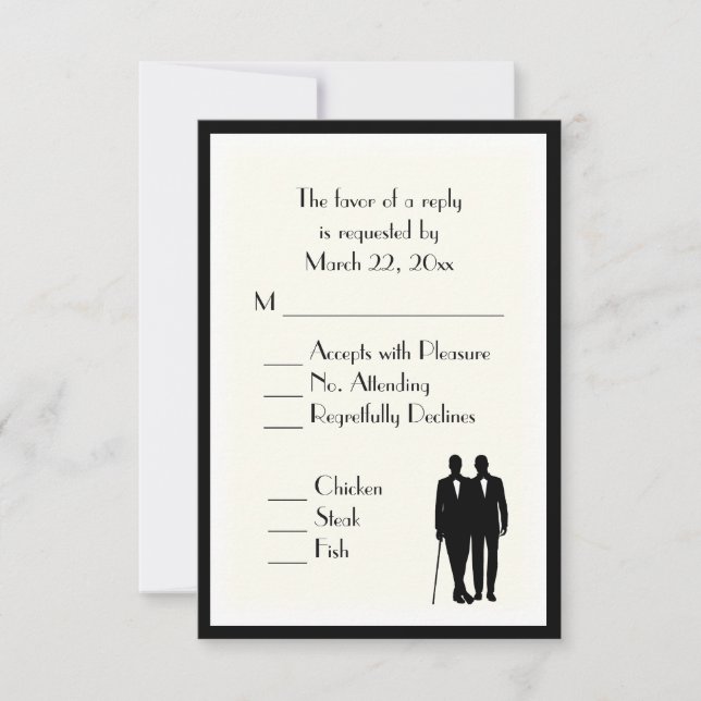 Menu Groom et Groom Mariage RSVP Classic Cream (Devant)
