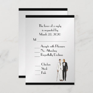 Menu Groom et Groom Mariage RSVP Classy Argent