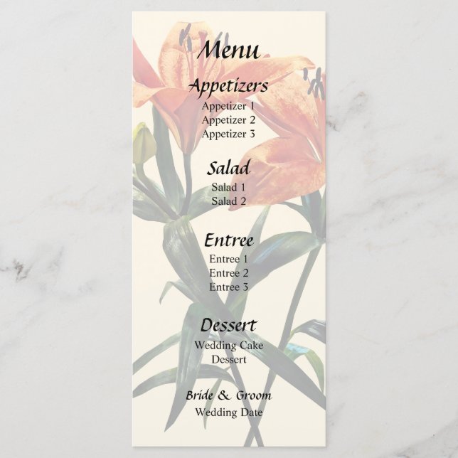 Menu Groupe de lys orange (Devant)