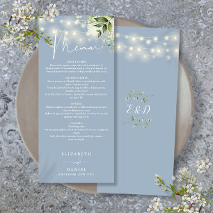 Menu Guirlande de lumières florales bleu poussiéreux Ma