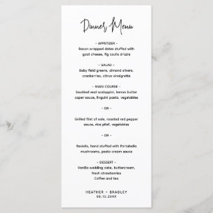 Menu Heather Elegant noir blanc minimaliste Mariage mod