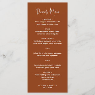 Menu Heather Elegant Terracotta Minimal Mariage moderne