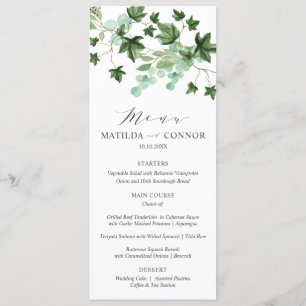 Menu Hedera   Élégante typographie Mariage gris ou part