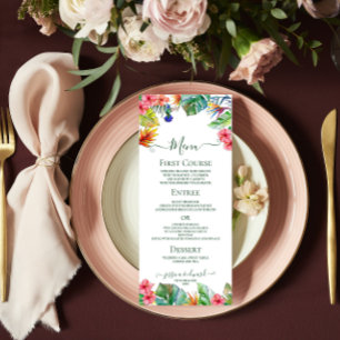 Menu Hibiscus floral tropical Mariage hawaïen