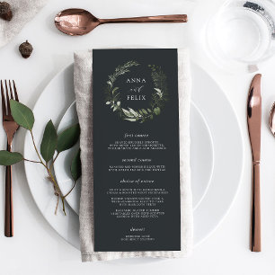 Menu Hiver Meadow Mariage botanique vert