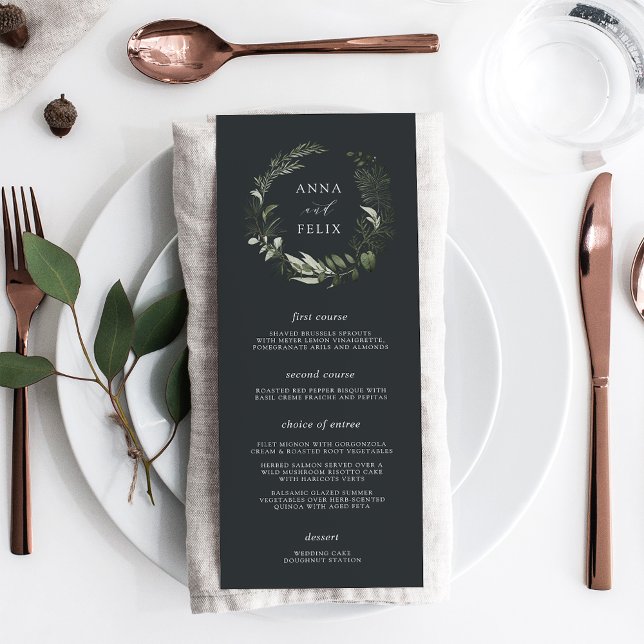 Menu Hiver Meadow | Mariage botanique vert (Créateur téléchargé)