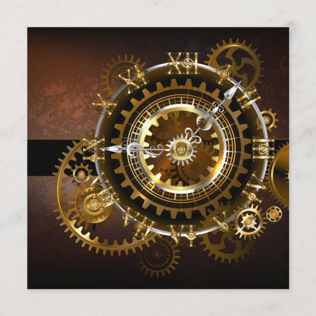 Menu Horloge Steampunk avec des engrenages anciens (Devant)