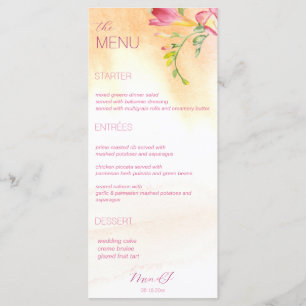 Menu Hot Tropical Freesia Watercolor
