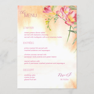 Menu Hot Tropical Freesia Watercolor