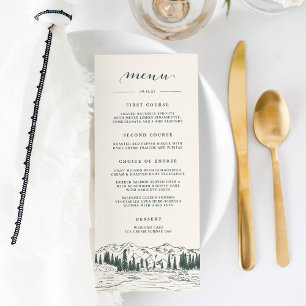 Menu Hunter Green   Mariage d'esquisse de montagne