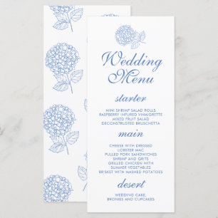 Menu Hydrangea Dusty Blue Floral Mariage moderne