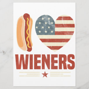 Menu I Love Wieners Usa Drapeau Hot Dog Heart Barbeque 