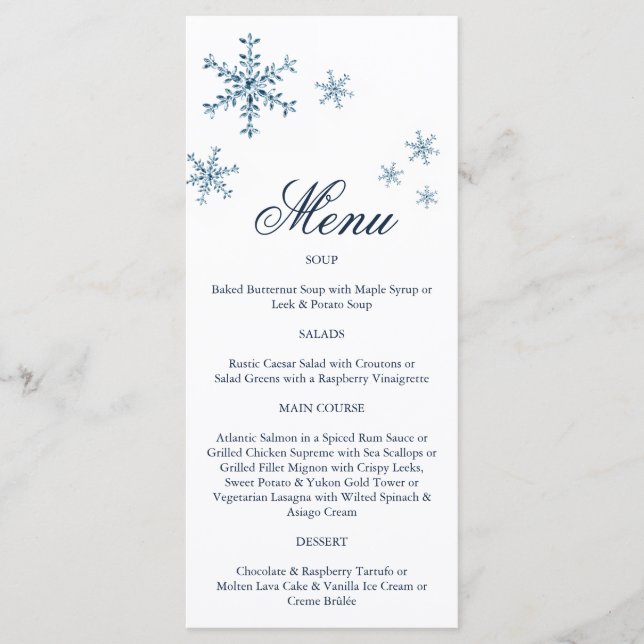 Menu Icy Winter Snowflake (Devant)