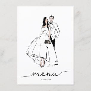Menu Illustration Groom and Bride Fashion