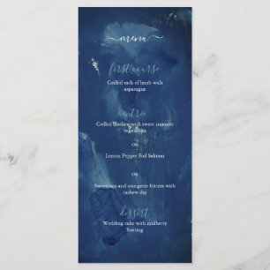 Menu Indigo Blue Watercolor Mariage élégant