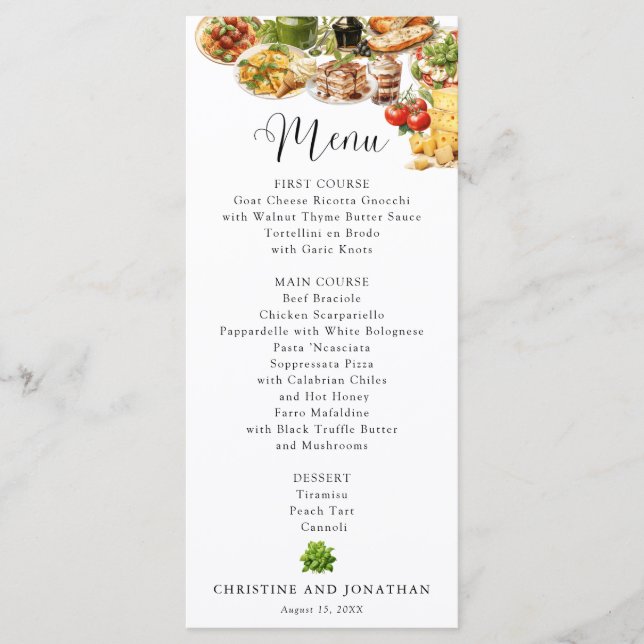 Menu Italie | Alimentation italienne | Dîner de répétit (Devant)