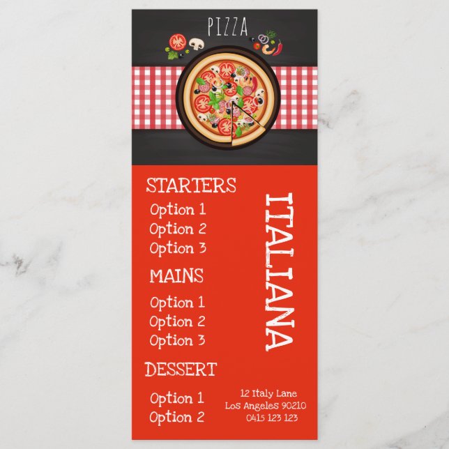 Menu italien de dîner de pizza de restaurant (Devant)
