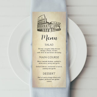 Menu italien, menu imprimable modifiable Colisée
