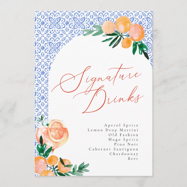 Menu Italien Positano Aperol Spritz Signature Boissons (Devant)