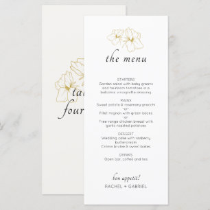 Menu Ivoire et blanc   Chic Faux Gold Floral Mariage