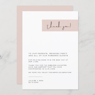 Menu JALAINE Moderne Mariage rose rose pâle Merci de pl