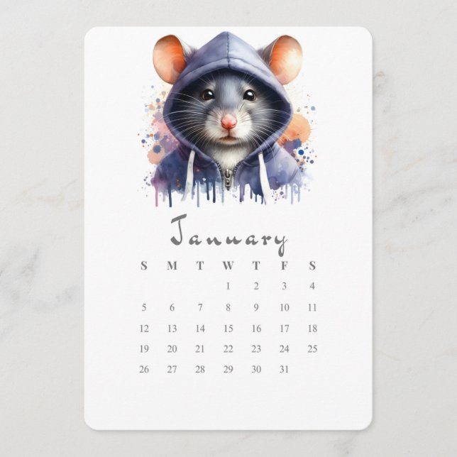 Menu Janvier Calendrier autonome Splash Art (Devant)