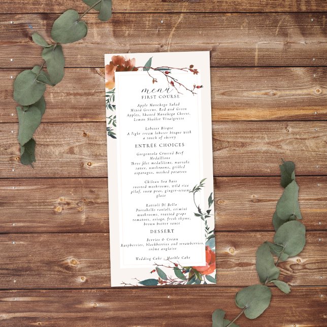 Menu Jardin botanique élégant de Marsala Peach (Créateur téléchargé)