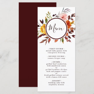 Menu Jardin d'automne Marsala Mariage d'aquarelle