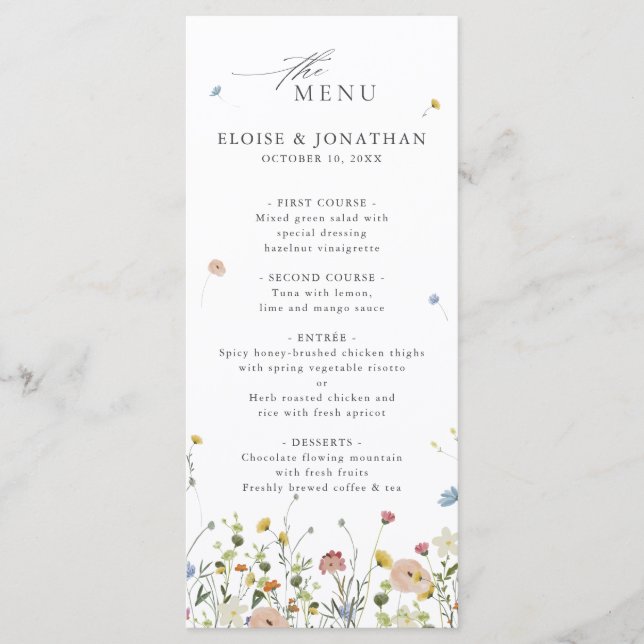Menu Jardin Fleur sauvage de printemps Floral minimalis (Devant)