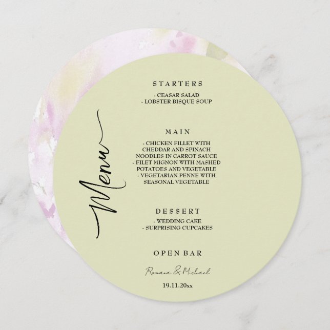 Menu Jardin fleuri élégant et artistique (Devant / Derrière)