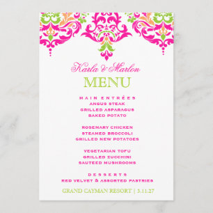 Menu Jardin vibrant de damassé de 311 lundi Cherie
