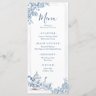 Menu Jardin victorien bleu foncé L'après-midi Thé