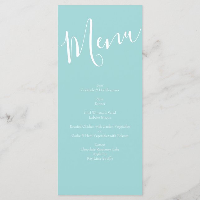 Menu Jaune clair Aqua Turquoise Rose Floral Mariage Men (Devant)