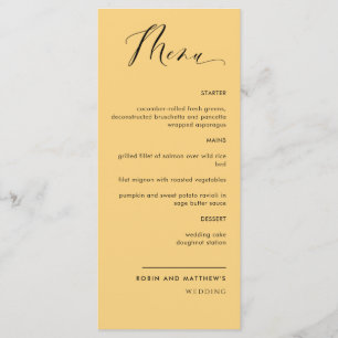 Menu Jaune élégant, Mariage de calligraphie / Réception