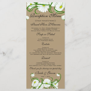 Menu Jeu de Mariages vintage blanc Gerber Daisy Flowers