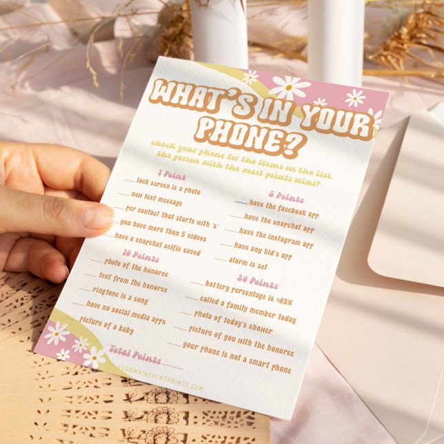 Menu Jeux de Baby shower super, Boho Retro, Vibe des an (Créateur téléchargé)