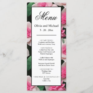 Menu Joli motif fleuri rose boho
